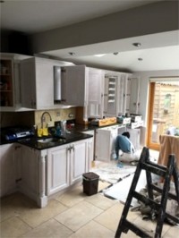 First coat applied on kitchen cupboards - Quality home decoration by Abhaile Decorators, Ireland