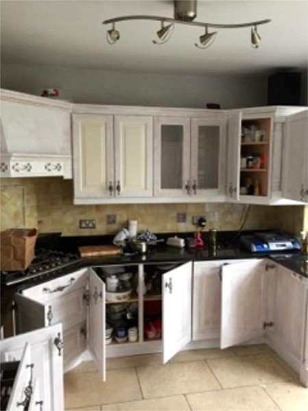 First coat applied on kitchen cupboards - Quality home decoration by Abhaile Decorators, Ireland