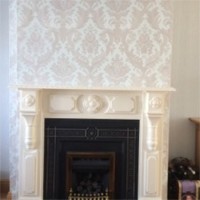 Wallpaper in Sitting Room with Fireplace, Dublin - Quality home decoration by Abhaile Decorators, Ireland