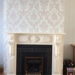 Wallpaper in Sitting Room with Fireplace