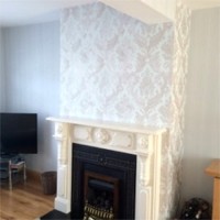 Wallpaper in Sitting Room with Fireplace, Dublin - Quality home decoration by Abhaile Decorators, Ireland