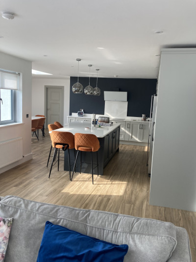 Hand painting of a kitchen in a Dublin home by Abhaile Decorators, Robery Hanvey Ireland